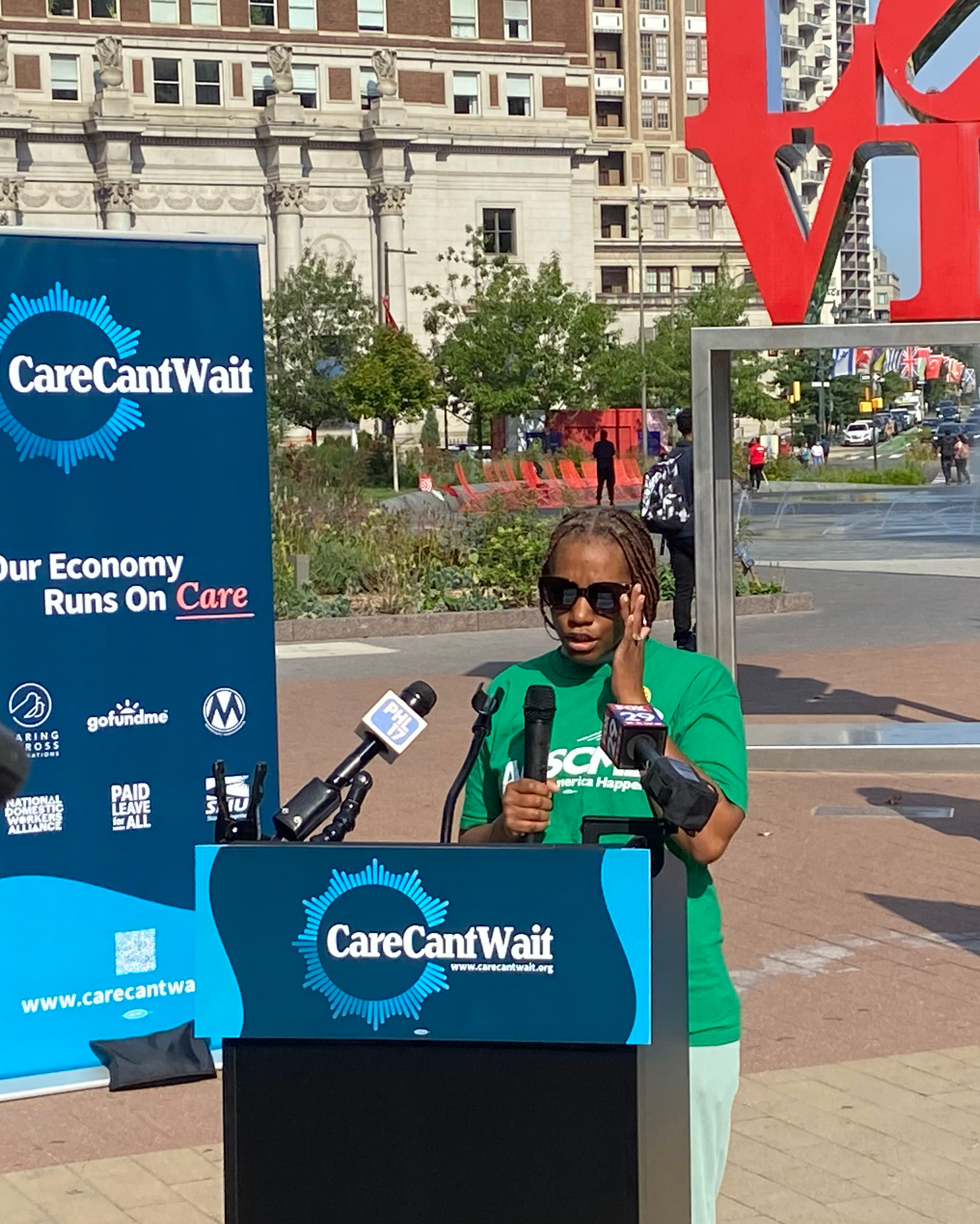 AFSCME member joins Care Can’t Wait Bus Tour and pushes for paid family leave