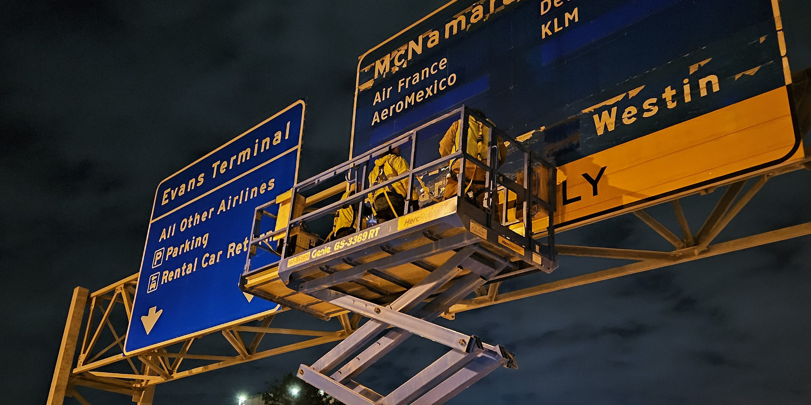 An airport carpenter is flying high in Detroit